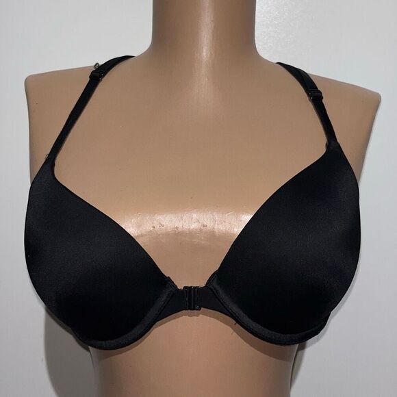 PINK Victoria's Secret Women's Black Rainbow Cross Strap Back Bra Size 34B - Picture 1 of 10
